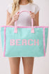 Beach Applique Mint Terry Cloth Tote