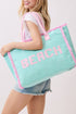 Beach Applique Mint Terry Cloth Tote