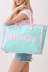 Beach Applique Mint Terry Cloth Tote