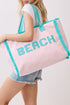 Beach Applique Pink Terry Cloth Tote