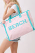 Beach Applique Pink Terry Cloth Tote