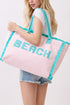 Beach Applique Pink Terry Cloth Tote