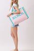 Beach Applique Pink Terry Cloth Tote