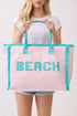 Beach Applique Pink Terry Cloth Tote