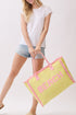 Beach Applique Yellow Terry Cloth Tote