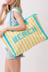Beach Applique Yellow Striped Terry Cloth Tote