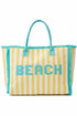 Beach Applique Yellow Striped Terry Cloth Tote