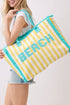 Beach Applique Yellow Striped Terry Cloth Tote