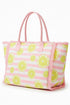 Lemon Drop Fringe Pink Striped Tote