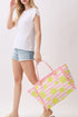 Lemon Drop Fringe Pink Striped Tote