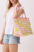 Lemon Drop Fringe Pink Striped Tote