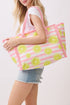 Lemon Drop Fringe Pink Striped Tote