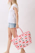 Cherry Crush Fringe Pink Striped Tote