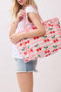 Cherry Crush Fringe Pink Striped Tote