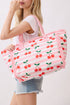 Cherry Crush Fringe Pink Striped Tote