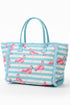 Flamingo Fizz Fringe Blue Striped Tote