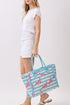 Flamingo Fizz Fringe Blue Striped Tote