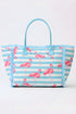 Flamingo Fizz Fringe Blue Striped Tote