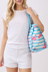 Flamingo Fizz Fringe Blue Striped Tote