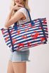 Crab Cove Fringe Navy Striped Tote