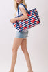 Crab Cove Fringe Navy Striped Tote