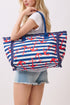 Anchor Splash Fringe Navy Striped Tote