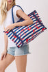 Anchor Splash Fringe Navy Striped Tote
