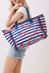 Anchor Splash Fringe Navy Striped Tote