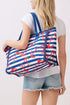 Anchor Splash Fringe Navy Striped Tote