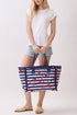Anchor Splash Fringe Navy Striped Tote