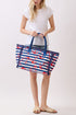 Anchor Splash Fringe Navy Striped Tote