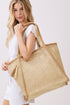 Island Escape Beige Two-Tone Woven Straw Tassel Tote