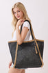 Island Escape Black Two-Tone Woven Straw Tassel Tote