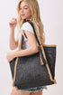 Island Escape Black Two-Tone Woven Straw Tassel Tote