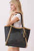 Island Escape Black Two-Tone Woven Straw Tassel Tote