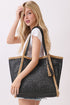 Island Escape Black Two-Tone Woven Straw Tassel Tote
