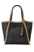 Island Escape Black Two-Tone Woven Straw Tassel Tote