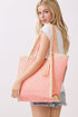 Island Escape Pink Two-Tone Woven Straw Tassel Tote
