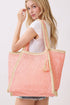 Island Escape Pink Two-Tone Woven Straw Tassel Tote