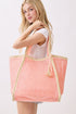 Island Escape Pink Two-Tone Woven Straw Tassel Tote