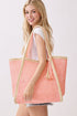 Island Escape Pink Two-Tone Woven Straw Tassel Tote