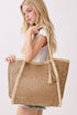 Island Escape Tan Two-Tone Woven Straw Tassel Tote