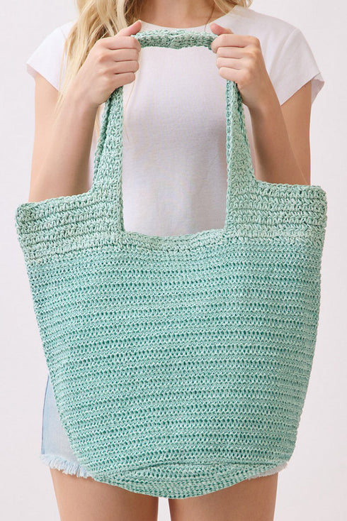 Salt & Sun Mint Woven Straw Bucket Bag