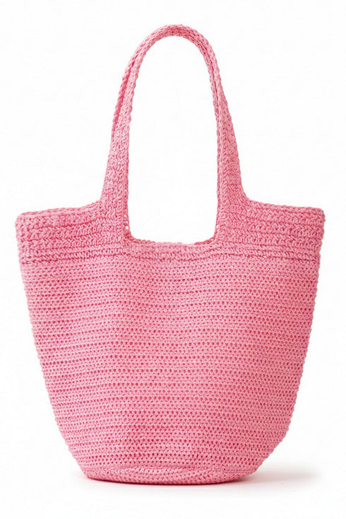Salt & Sun Hot Pink Woven Straw Bucket Bag