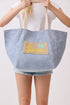 Summer Patch Navy Canvas Cinch Tote
