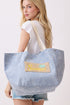 Summer Patch Navy Canvas Cinch Tote