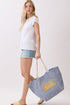 Summer Patch Navy Canvas Cinch Tote