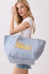 Summer Patch Navy Canvas Cinch Tote