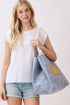 Summer Patch Navy Canvas Cinch Tote