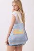 Summer Patch Navy Canvas Cinch Tote